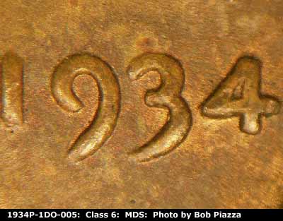 1934 Lincoln cent obverse, CopperCoins die 1934P•1DO•005.