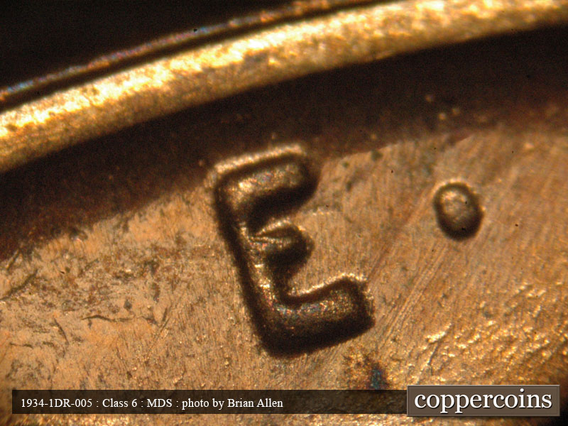 1934 Lincoln cent obverse, CopperCoins die 1934P•1DR•005.