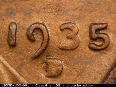 Die-stage C marker on 1935D•1DO•001 (1935 Doubled Die Obverse).