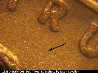 Die-stage C marker on 1935D•1MM•006 (1935 Repunched Mint Mark).