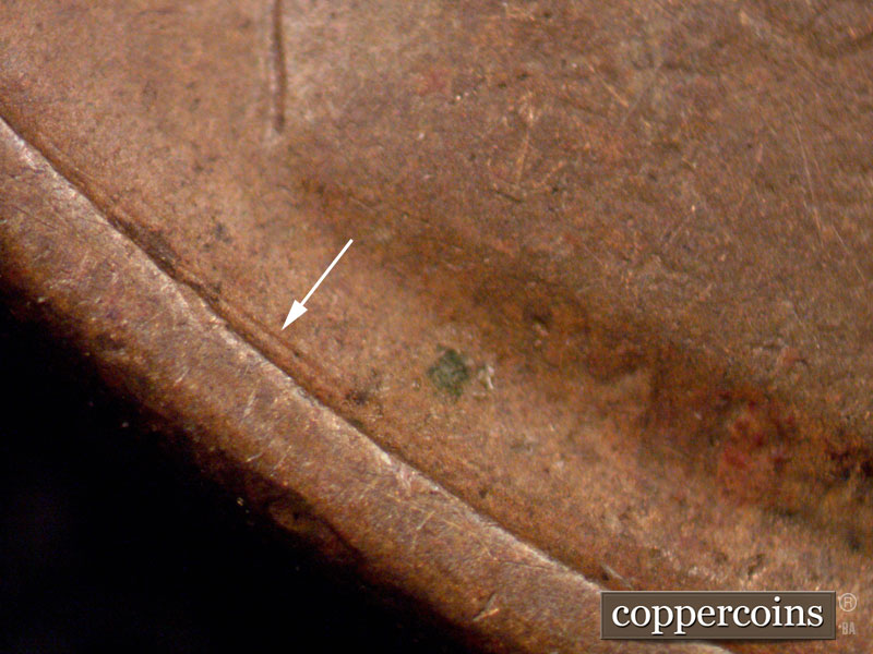 Die-stage B marker on 1935D•1MM•008 (1935 Repunched Mint Mark).