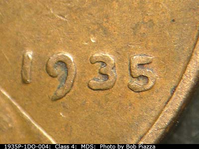 Die-stage B marker on 1935P•1DO•004 (1935 Doubled Die Obverse).