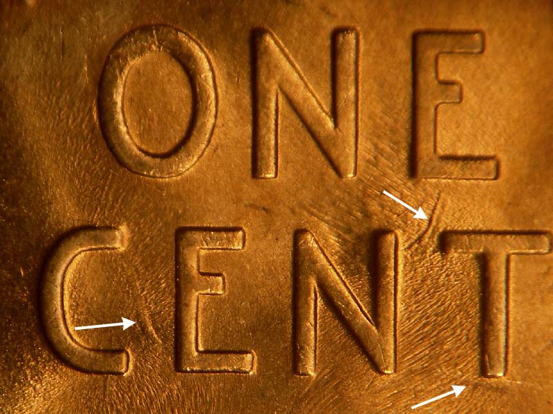 Die-stage C marker on 1935P•1DO•005 (1935 Doubled Die Obverse).