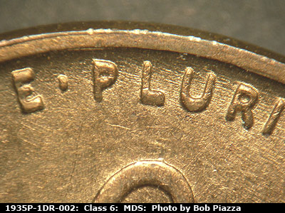 1935 Lincoln cent obverse, CopperCoins die 1935P•1DR•002.
