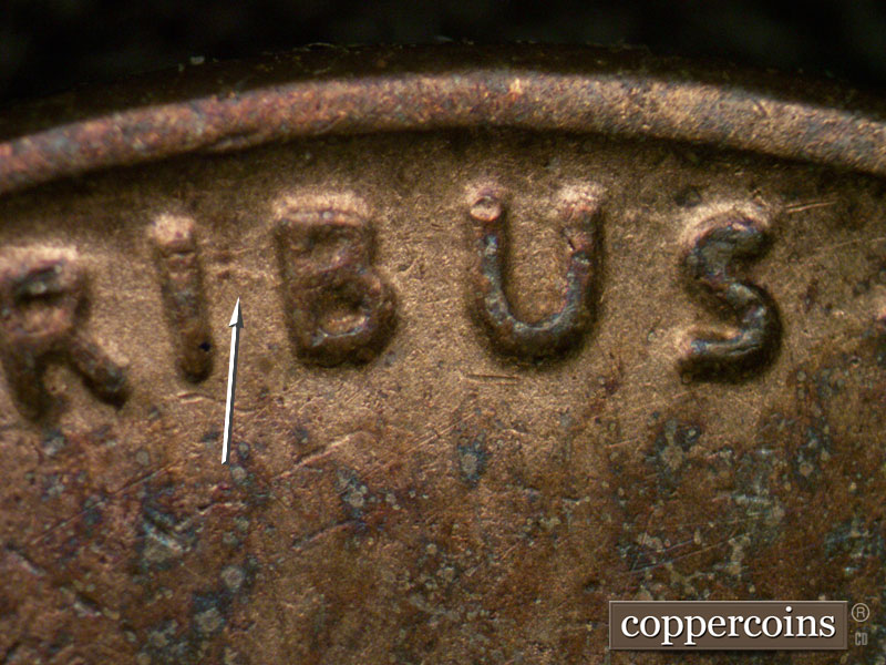 Die-stage B marker on 1935S•1MM•002 (1935 Repunched Mint Mark).