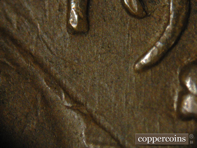 Die-stage B marker on 1935S•1MM•003 (1935 Repunched Mint Mark).