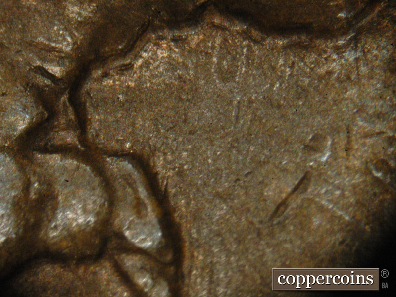 Die-stage B marker on 1935S•1MM•003 (1935 Repunched Mint Mark).