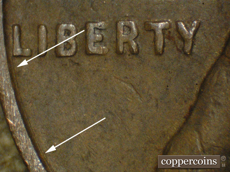 Die-stage B marker on 1935S•1MM•003 (1935 Repunched Mint Mark).