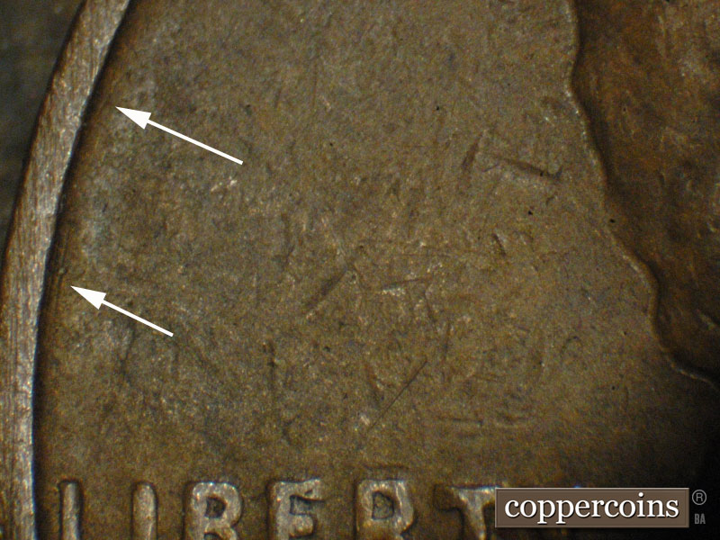 Die-stage B marker on 1935S•1MM•003 (1935 Repunched Mint Mark).