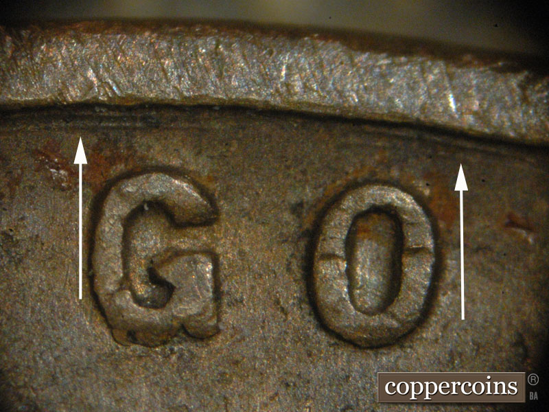 Die-stage B marker on 1935S•1MM•003 (1935 Repunched Mint Mark).