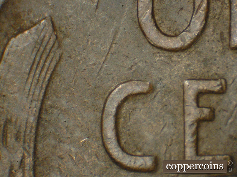 Die-stage B marker on 1935S•1MM•003 (1935 Repunched Mint Mark).
