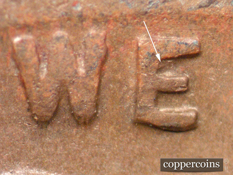 Die-stage B marker on 1936D•1MM•006 (1936 Repunched Mint Mark).
