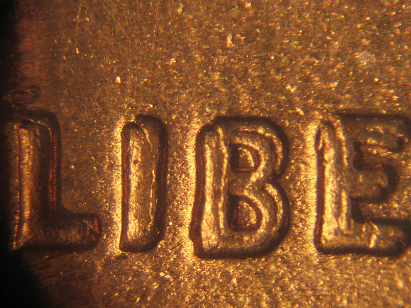 Die-stage B marker on 1936P•1DO•001 (1936 Doubled Die Obverse).