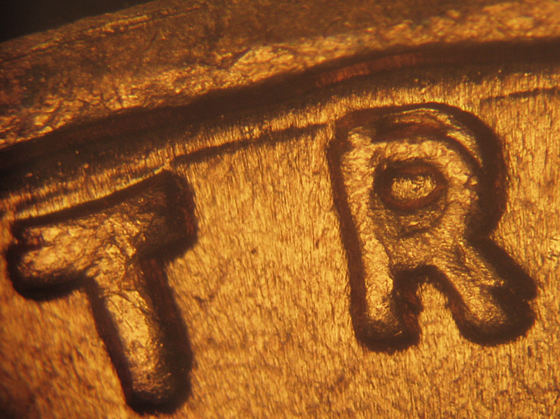 Die-stage B marker on 1936P•1DO•001 (1936 Doubled Die Obverse).