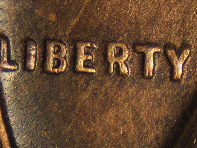 Die-stage B marker on 1936P•1DO•002 (1936 Doubled Die Obverse).