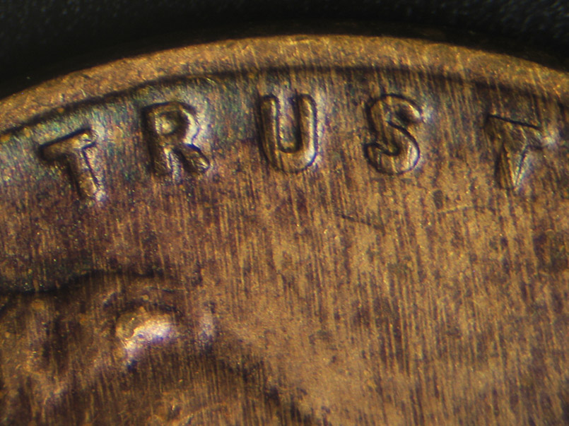 Die-stage B marker on 1936P•1DO•002 (1936 Doubled Die Obverse).