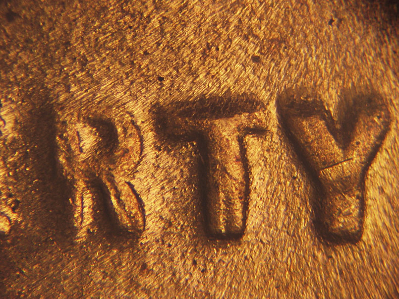 Die-stage C marker on 1936P•1DO•002 (1936 Doubled Die Obverse).