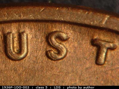 Die-stage C marker on 1936P•1DO•003 (1936 Doubled Die Obverse).