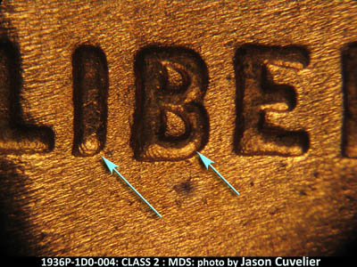 1936 Lincoln cent obverse, CopperCoins die 1936P•1DO•004.