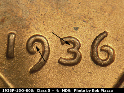 1936 Lincoln cent obverse, CopperCoins die 1936P•1DO•006.