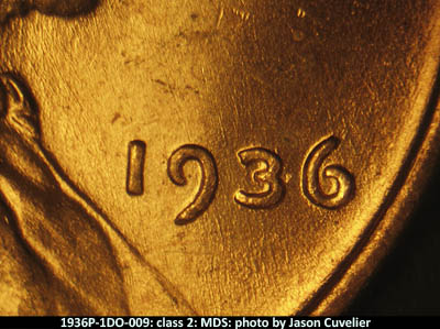 1936 Lincoln cent obverse, CopperCoins die 1936P•1DO•009.