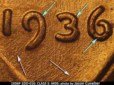 1936 Lincoln cent obverse, CopperCoins die 1936P•1DO•010.