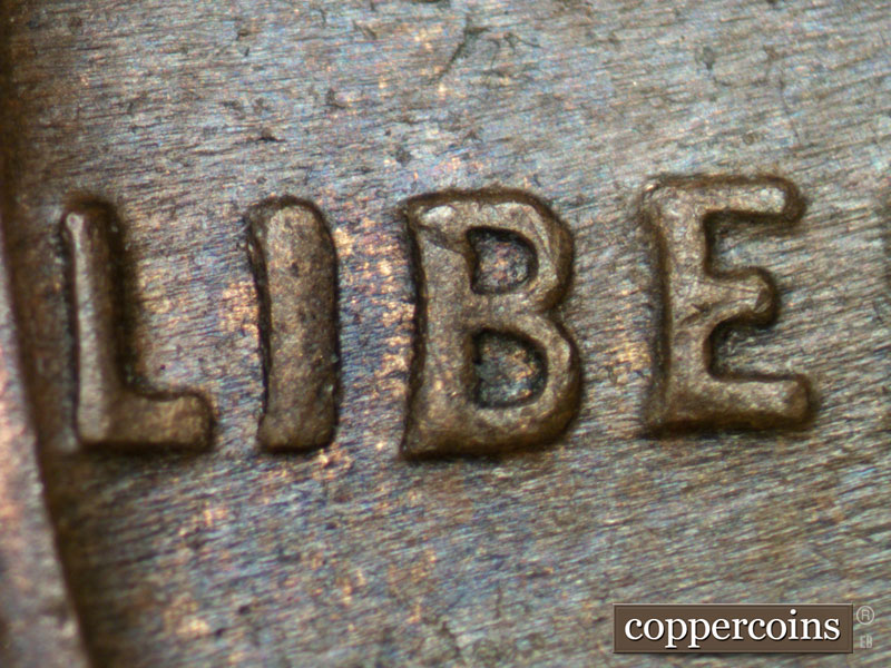 Die-stage B marker on 1936P•1DO•013 (1936 Doubled Die Obverse).