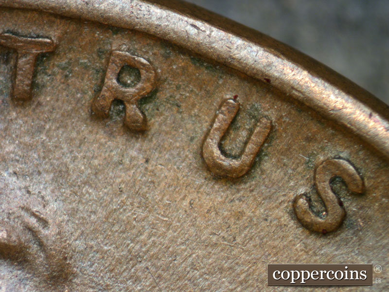 Die-stage B marker on 1936P•1DO•013 (1936 Doubled Die Obverse).
