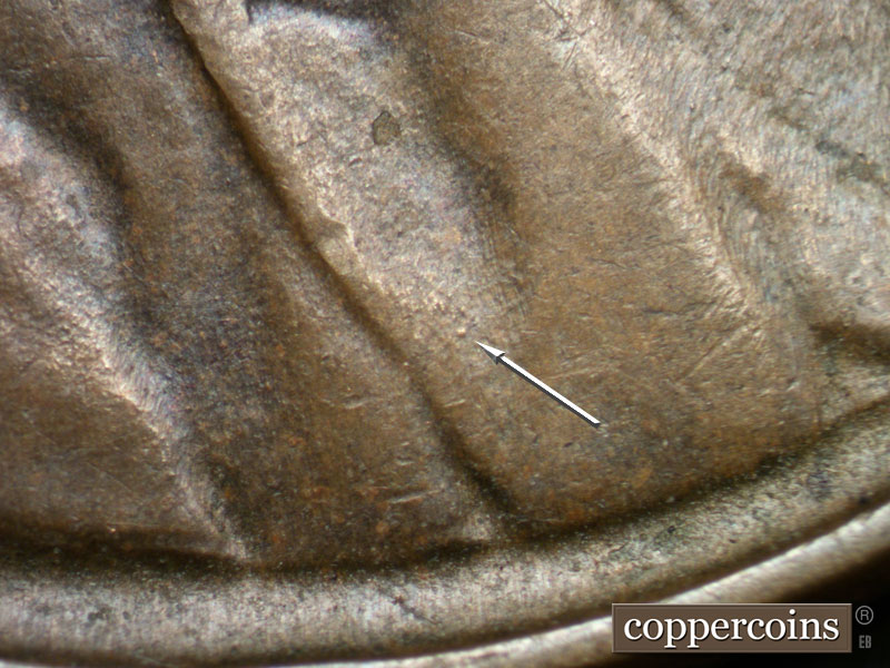 Die-stage B marker on 1936P•1DO•013 (1936 Doubled Die Obverse).