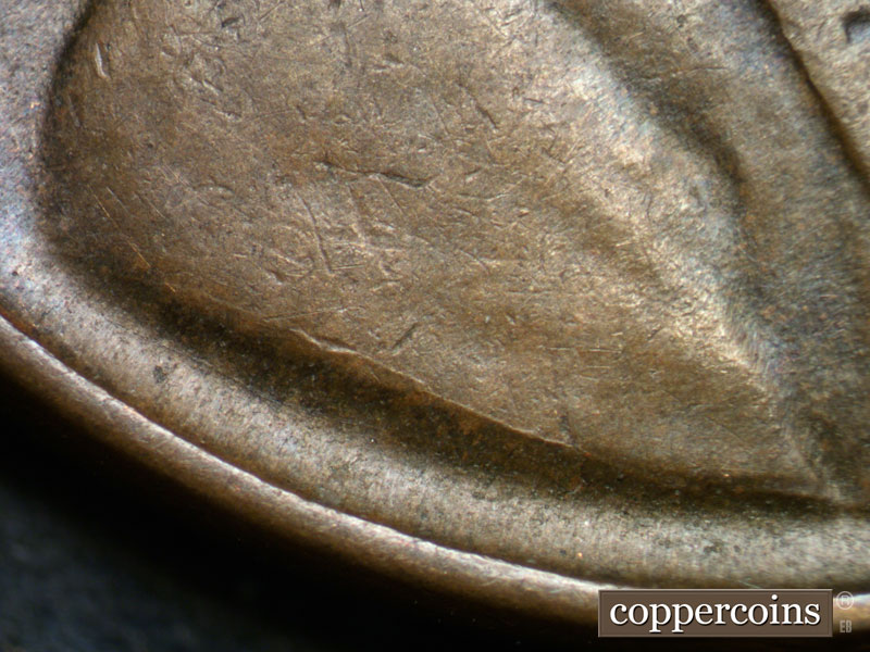 Die-stage B marker on 1936P•1DO•013 (1936 Doubled Die Obverse).