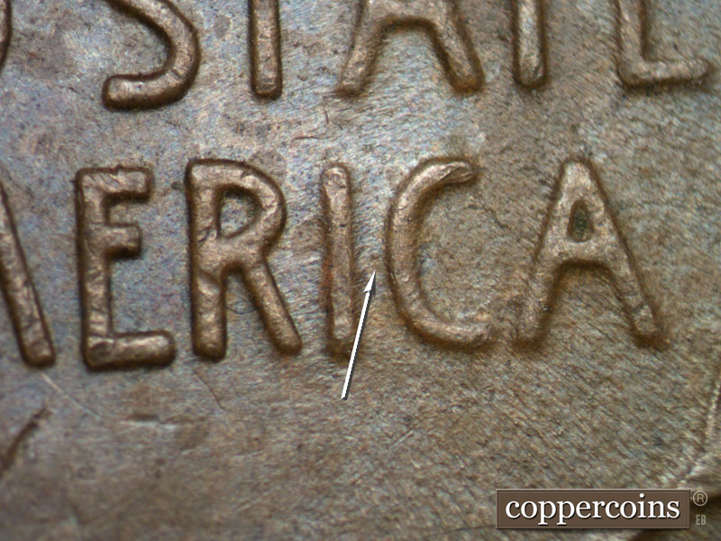 Die-stage B marker on 1936P•1DO•013 (1936 Doubled Die Obverse).