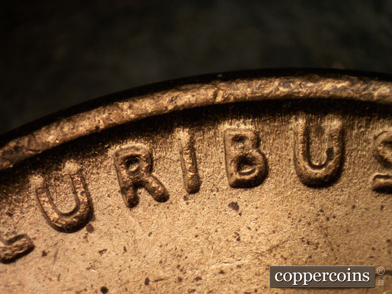 Die-stage C marker on 1936P•1DR•004 (1936 Doubled Die Reverse).