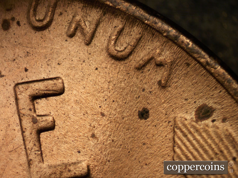 Die-stage C marker on 1936P•1DR•004 (1936 Doubled Die Reverse).