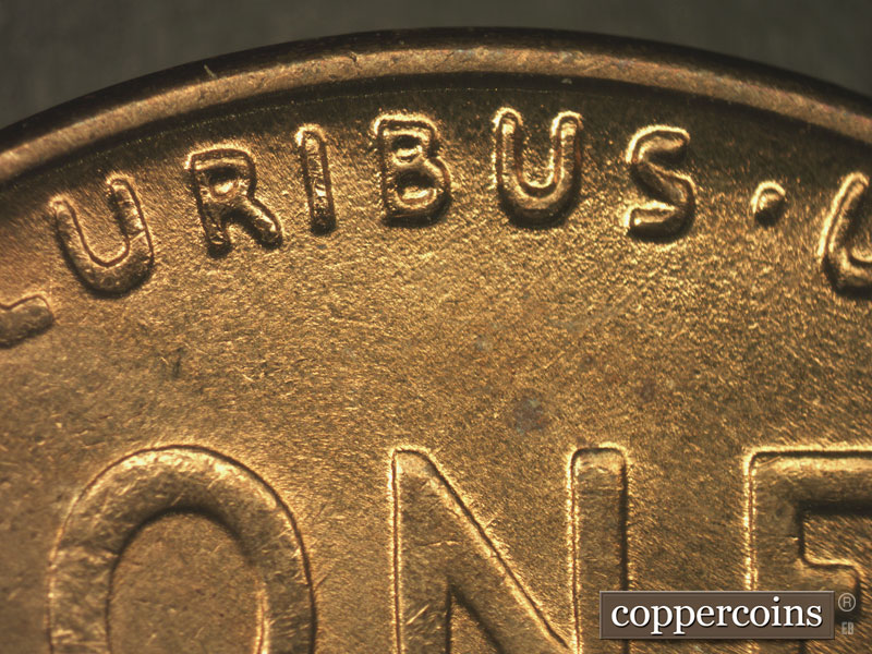 Die-stage B marker on 1936P•1DR•011 (1936 Doubled Die Reverse).