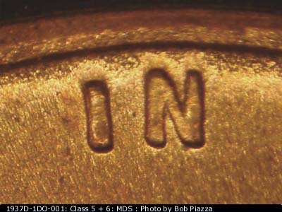 Die-stage B marker on 1937D•1DO•001 (1937 Doubled Die Obverse).