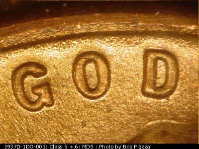 Die-stage B marker on 1937D•1DO•001 (1937 Doubled Die Obverse).
