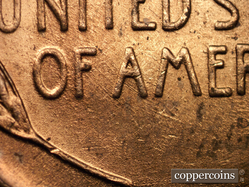 Die-stage A marker on 1937D•1DO•002 (1937 Doubled Die Obverse).