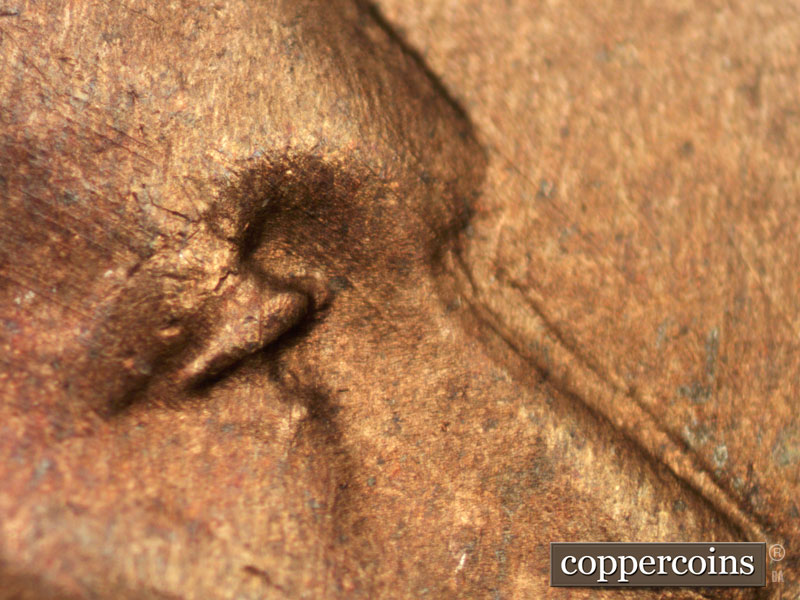1937 Lincoln cent obverse, CopperCoins die 1937D•1DO•003.