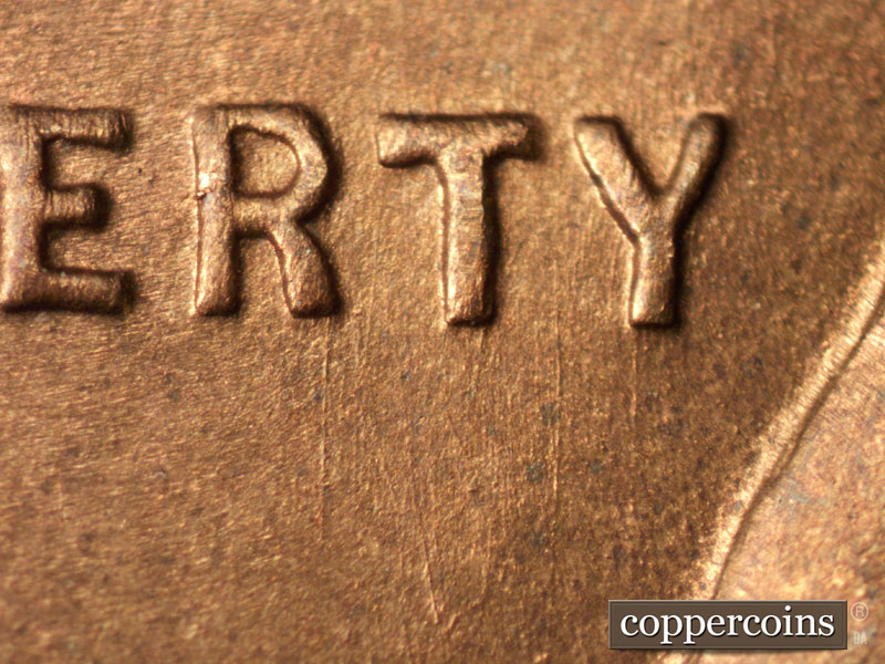Die-stage B marker on 1937D•1DO•003 (1937 Doubled Die Obverse).