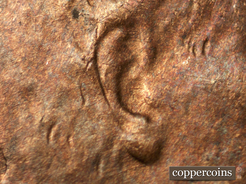 Die-stage B marker on 1937D•1DO•003 (1937 Doubled Die Obverse).
