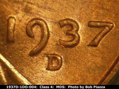 Die-stage B marker on 1937D•1DO•004 (1937 Doubled Die Obverse).