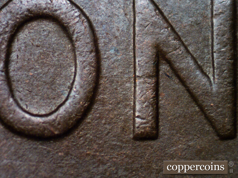 Die-stage B marker on 1937D•1DR•002 (1937 Doubled Die Reverse).