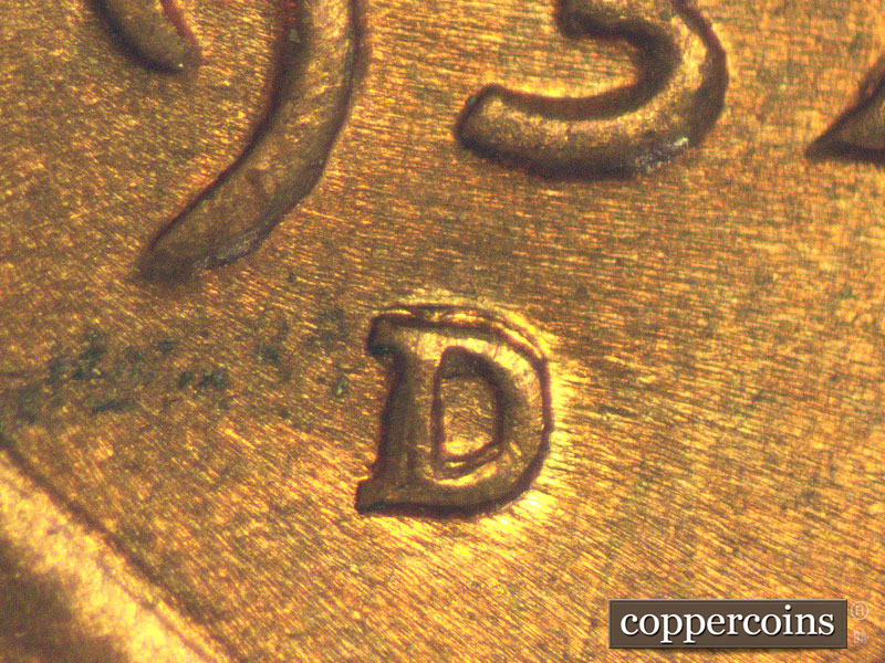 Die-stage A marker on 1937D•1MM•001 (1937 Repunched Mint Mark).