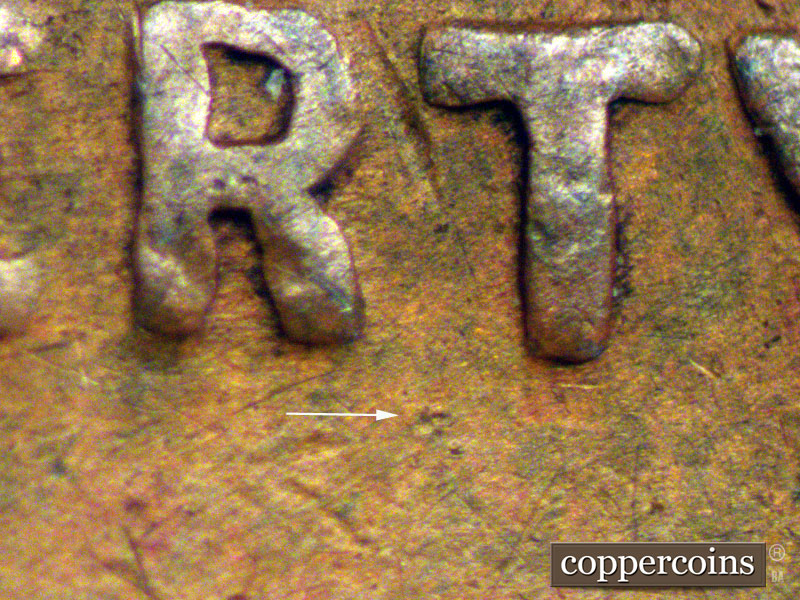 Die-stage B marker on 1937D•1MM•001 (1937 Repunched Mint Mark).