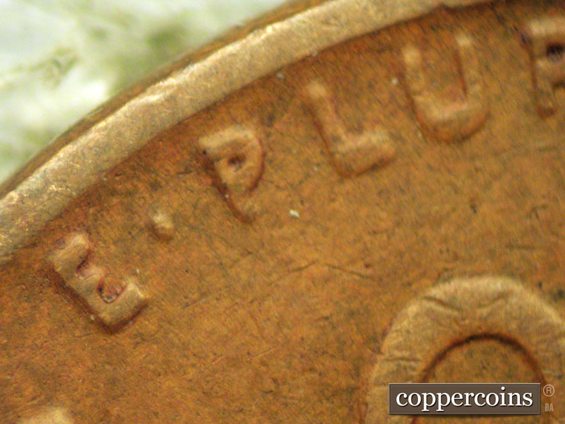 Die-stage B marker on 1937D•1MM•001 (1937 Repunched Mint Mark).