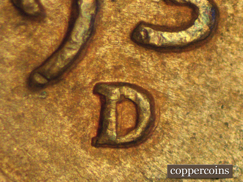 Die-stage A marker on 1937D•1MM•002 (1937 Repunched Mint Mark).