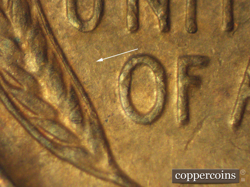Die-stage A marker on 1937D•1MM•002 (1937 Repunched Mint Mark).