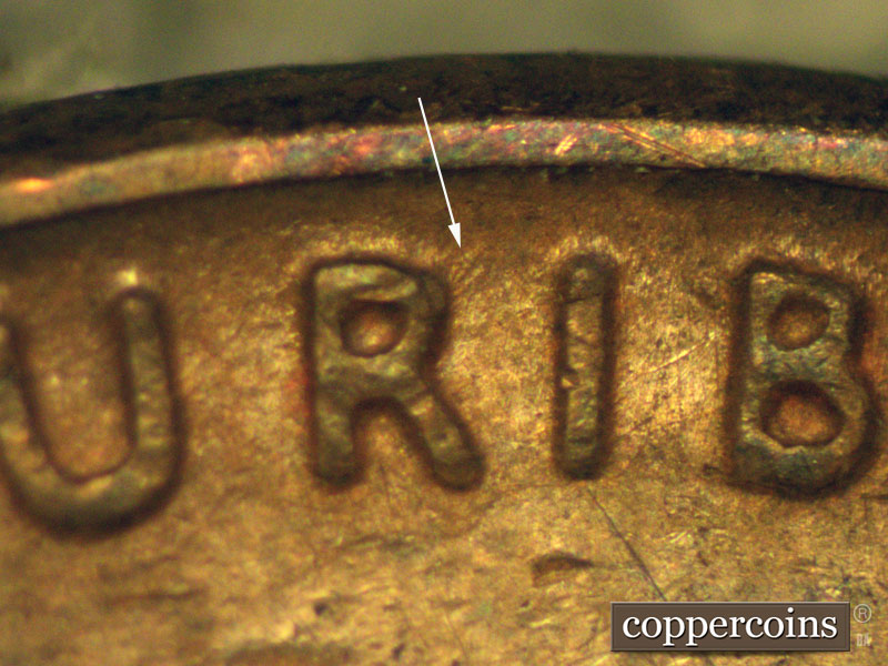 Die-stage A marker on 1937D•1MM•002 (1937 Repunched Mint Mark).