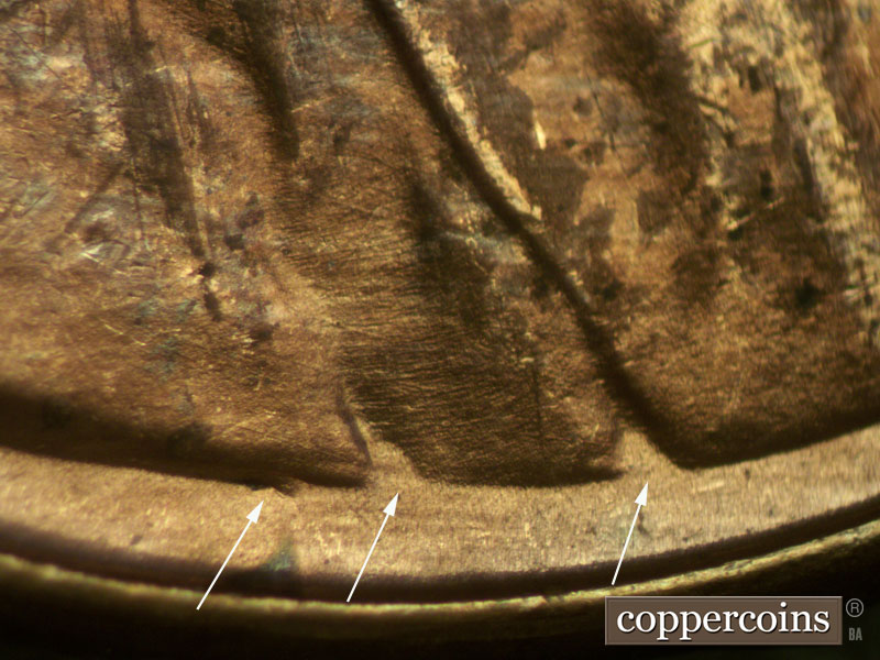 Die-stage B marker on 1937D•1MM•002 (1937 Repunched Mint Mark).