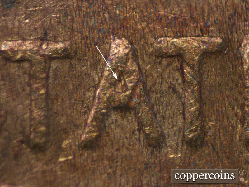 Die-stage B marker on 1937D•1MM•004 (1937 Repunched Mint Mark).